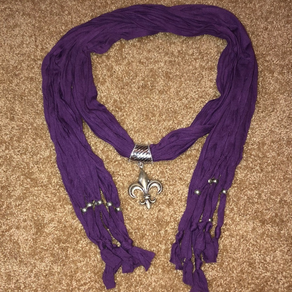 Purple scarf with fleur de lis